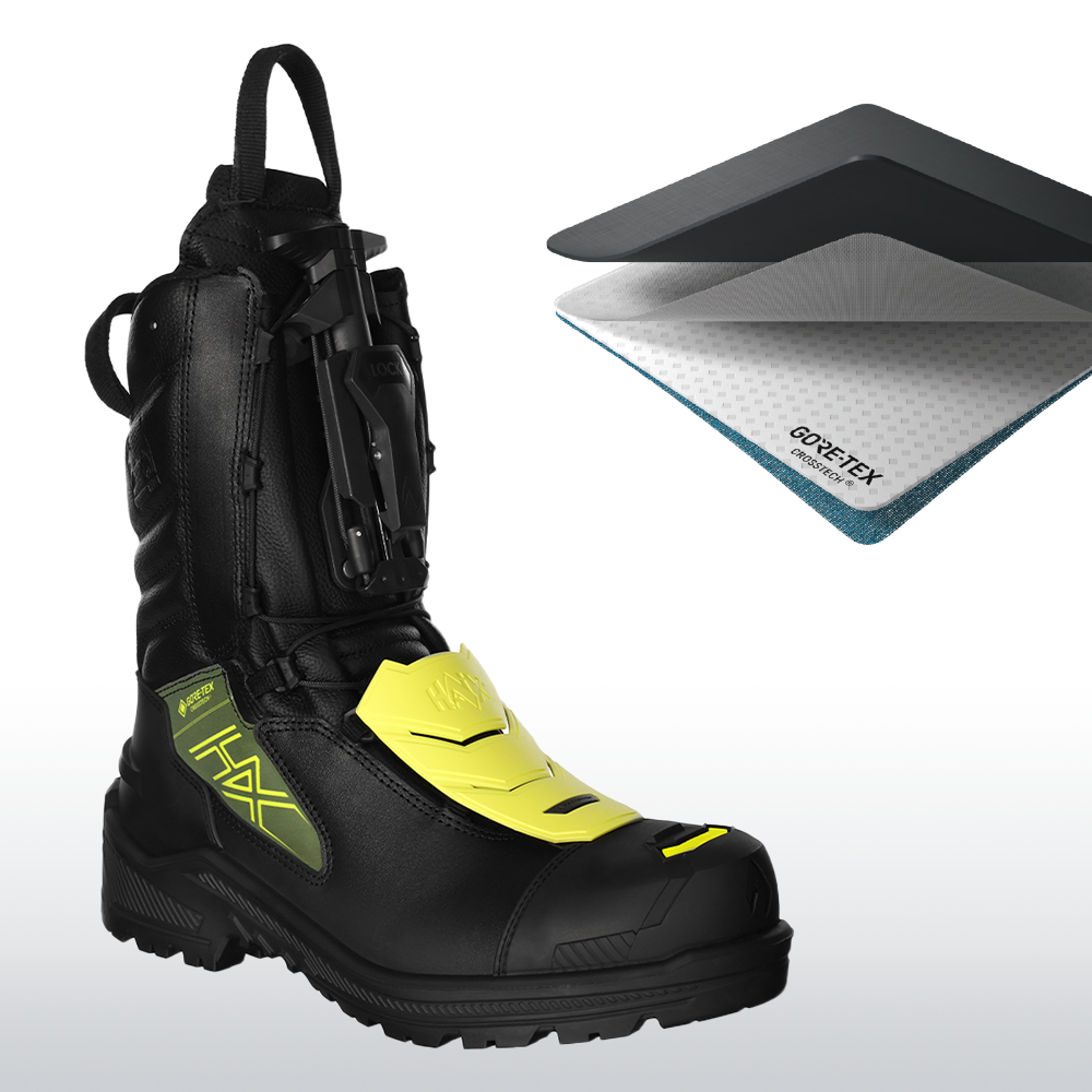 507601-crosstech, SnowBoot, Black boot, Yellow strap, GORE-TEX, Lug sole