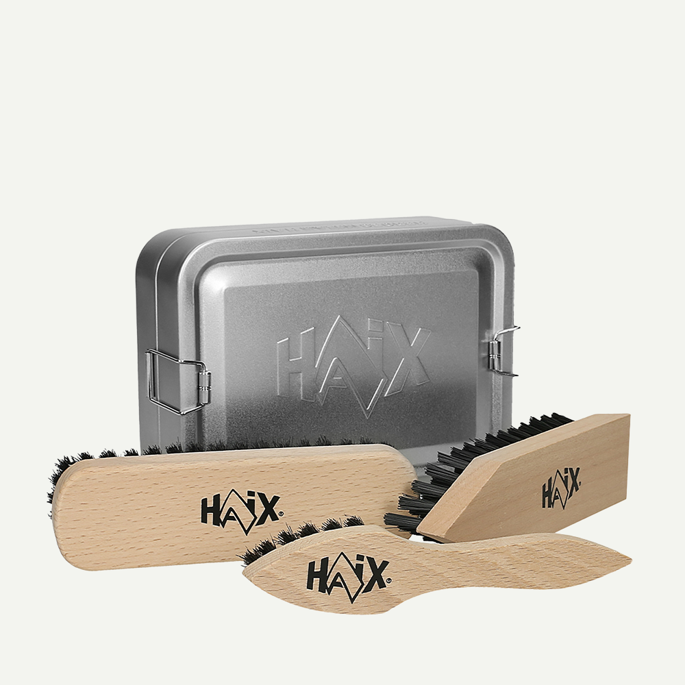 Schuhbürsten, Schuhbürsten-Set, Holzgriff, Schwarzborsten, Aufbewahrungsbox