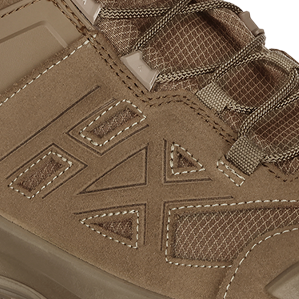 Stiefeletten, brauner Wildleder,  stitching, Zehenkappe-Design, Schnürungssystem